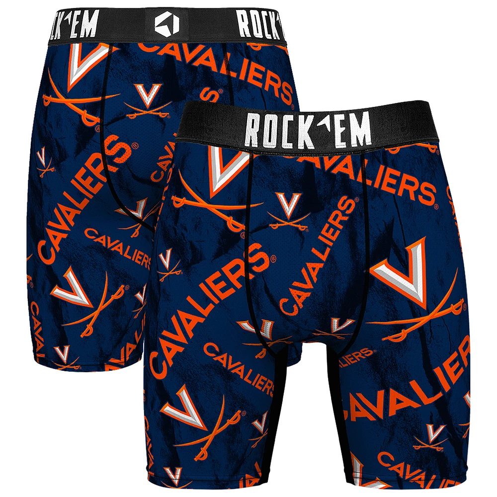 Men's Rock Em Socks Navy Virginia Cavaliers All Over Logo Boxer Briefs