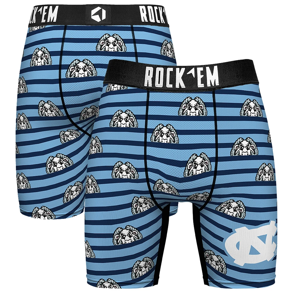 Men's Rock Em Socks Carolina Blue North Tar Heels Mascot Stripes Boxer Briefs