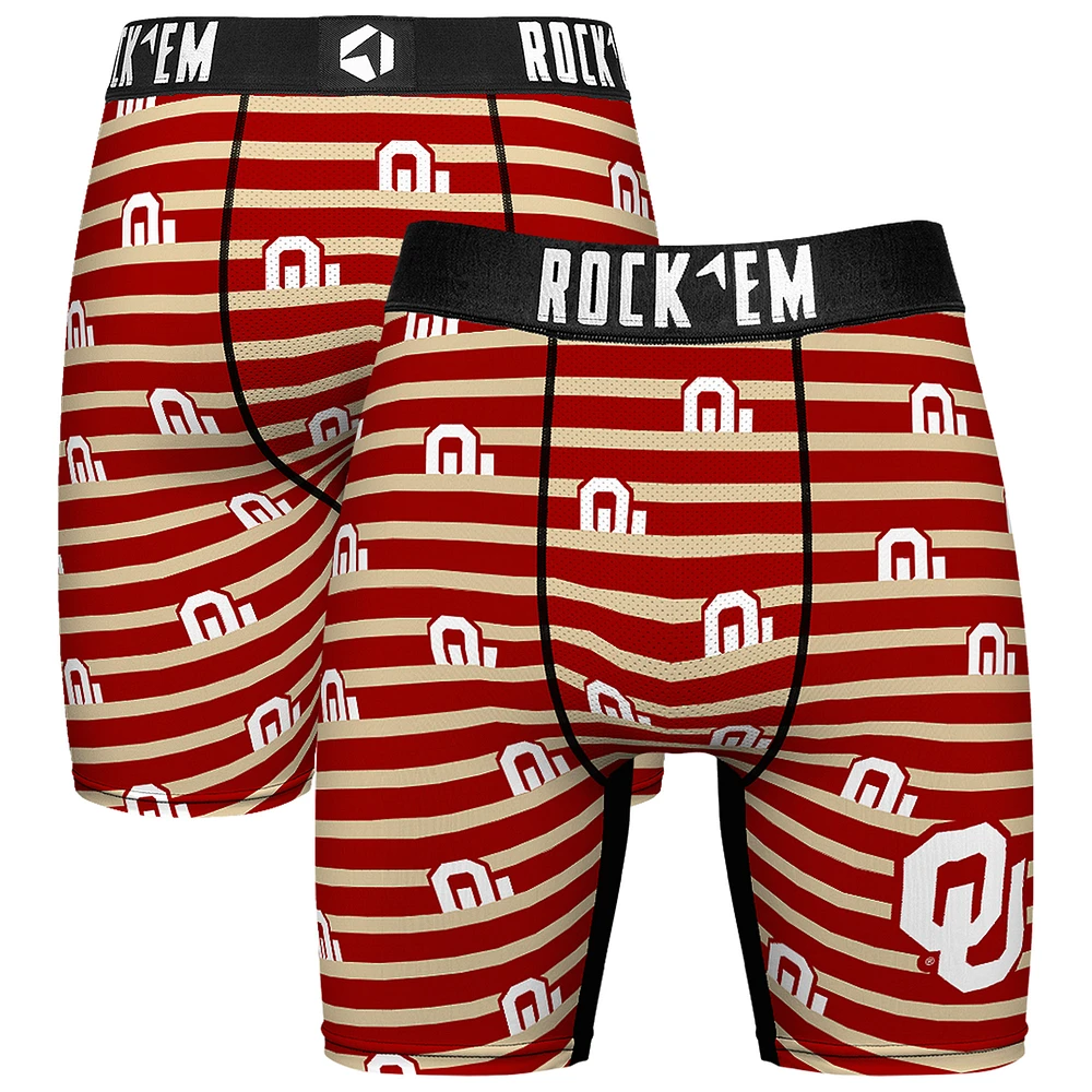 Men's Rock Em Socks Crimson Oklahoma Sooners Mascot Stripes Boxer Briefs