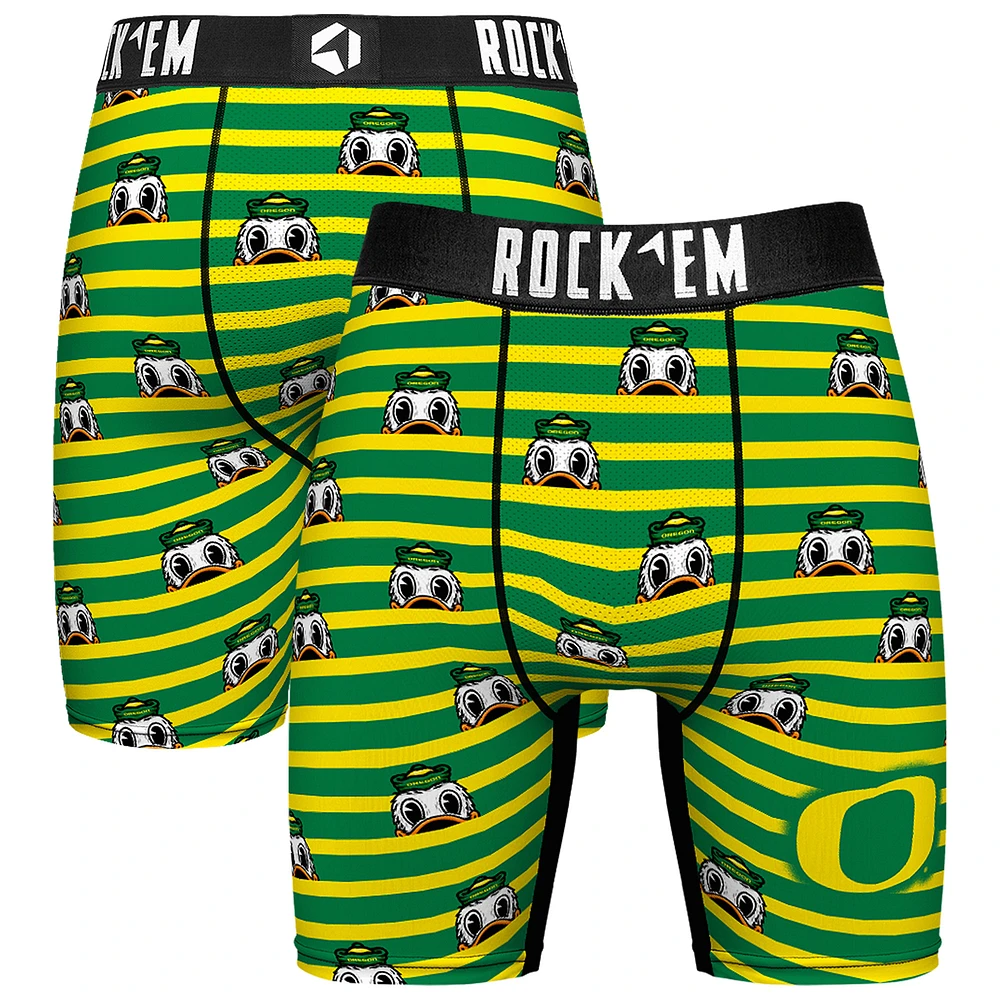 Men's Rock Em Socks Green Oregon Ducks Mascot Stripes Boxer Briefs