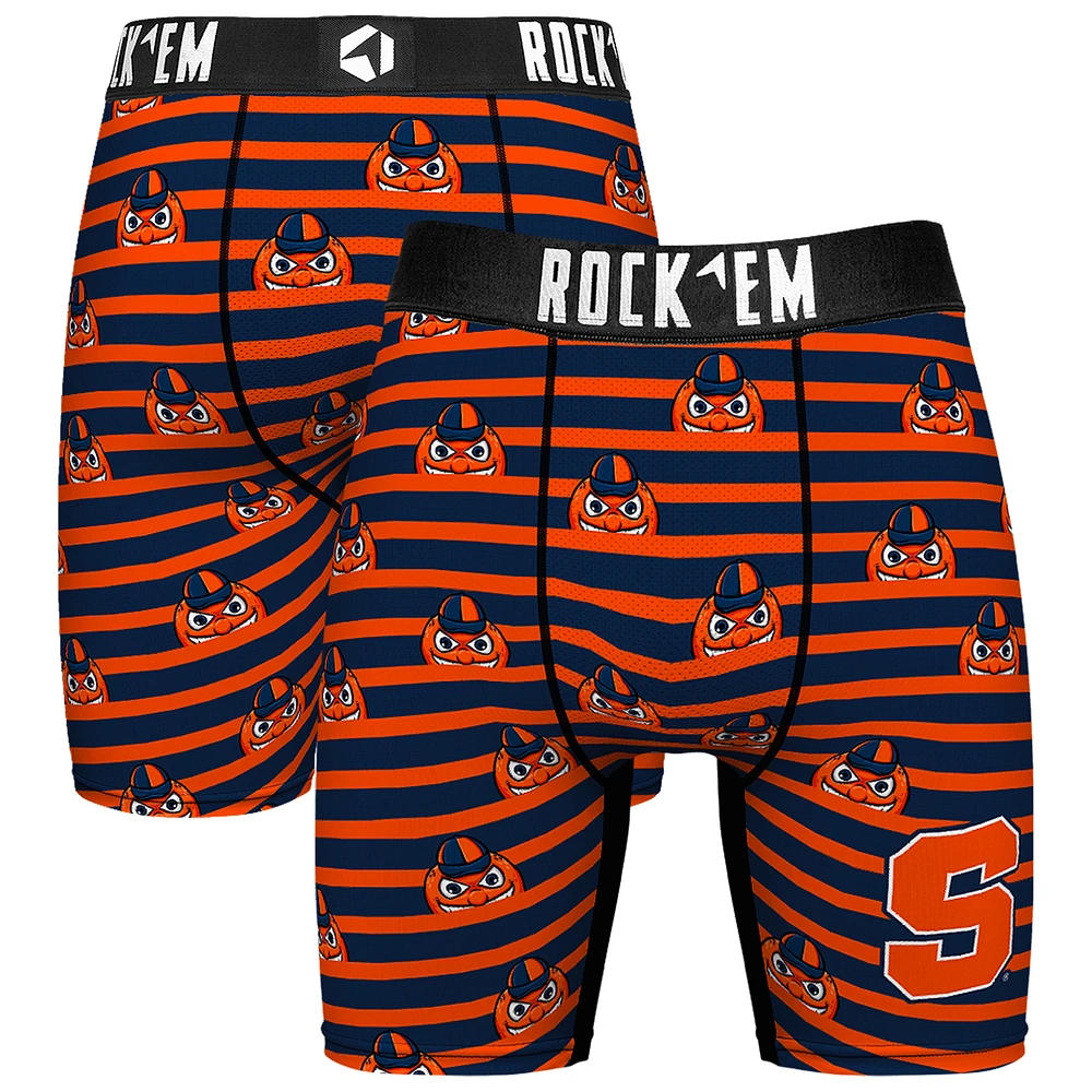 Men's Rock Em Socks Orange Syracuse Mascot Stripes Boxer Briefs