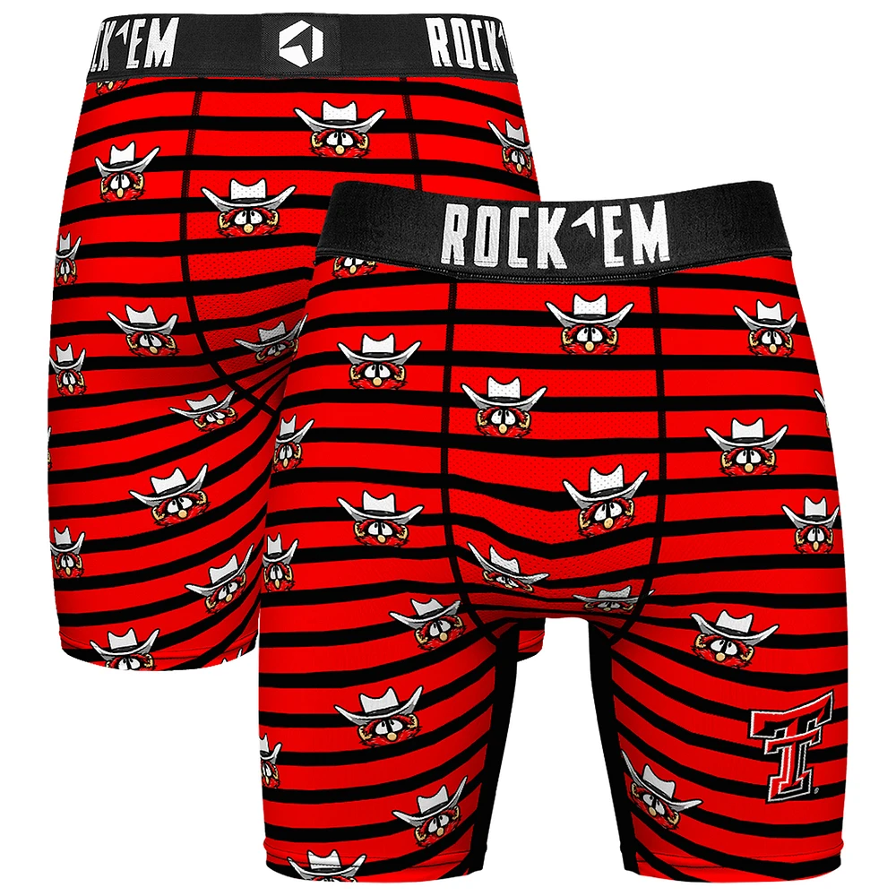 Men's Rock Em Socks Red Texas Tech Raiders Mascot Stripes Boxer Briefs
