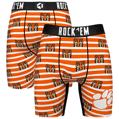 Men's Rock Em Socks Orange Clemson Tigers Mascot Stripes Boxer Briefs