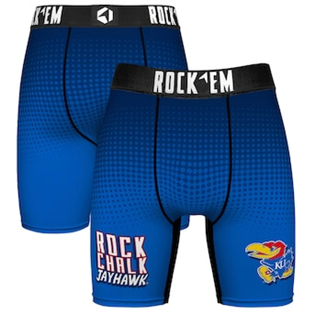 Men's Rock Em Socks Royal Kansas Jayhawks Slogan Boxer Briefs