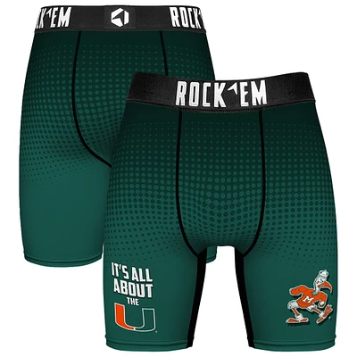 Men's Rock Em Socks Green Miami Hurricanes Slogan Boxer Briefs