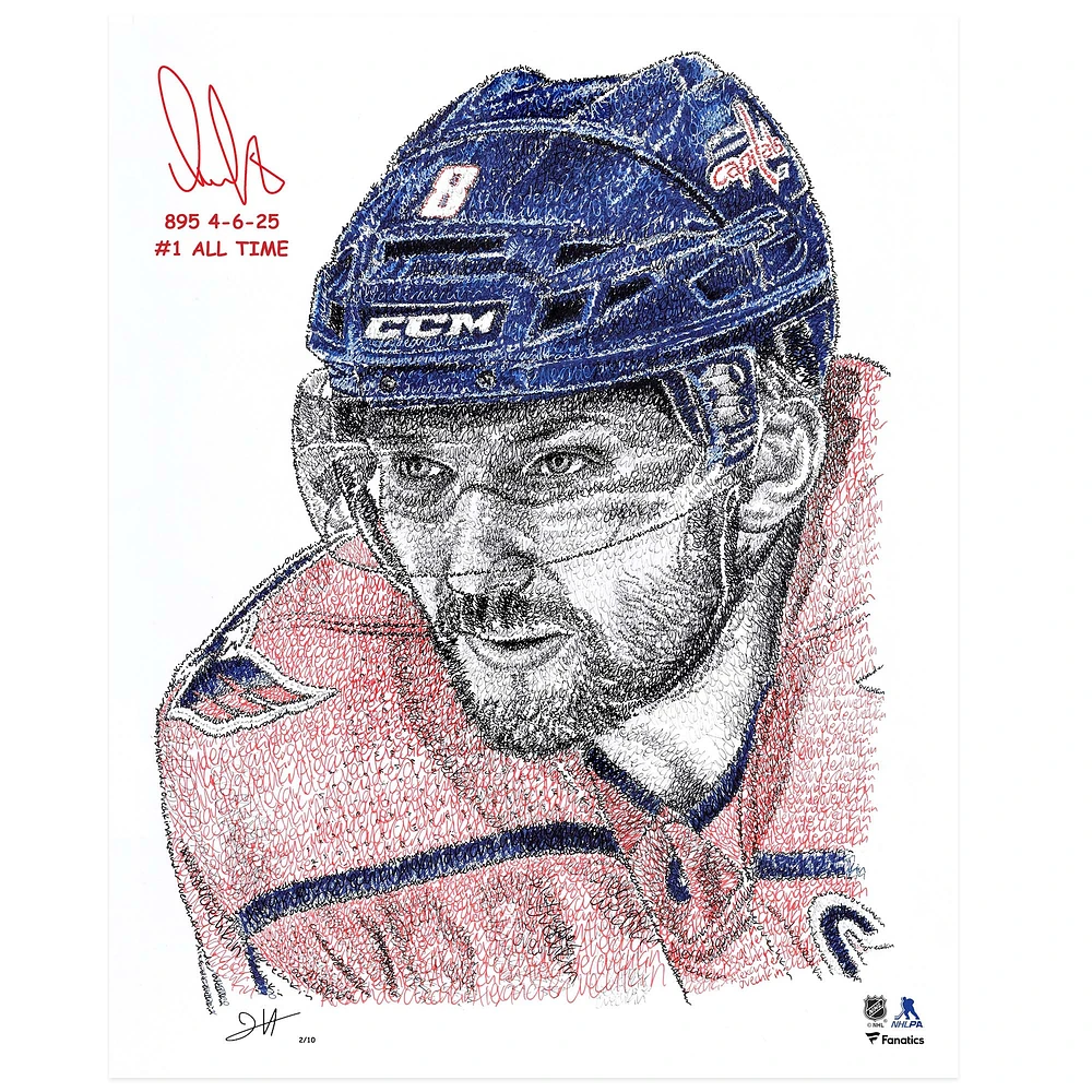 Alexander Ovechkin Washington Capitals Autographed 16" x 20" Photo Print with Multiple Inscriptions - Art by Jayce Hall - Limited Edition of 10
