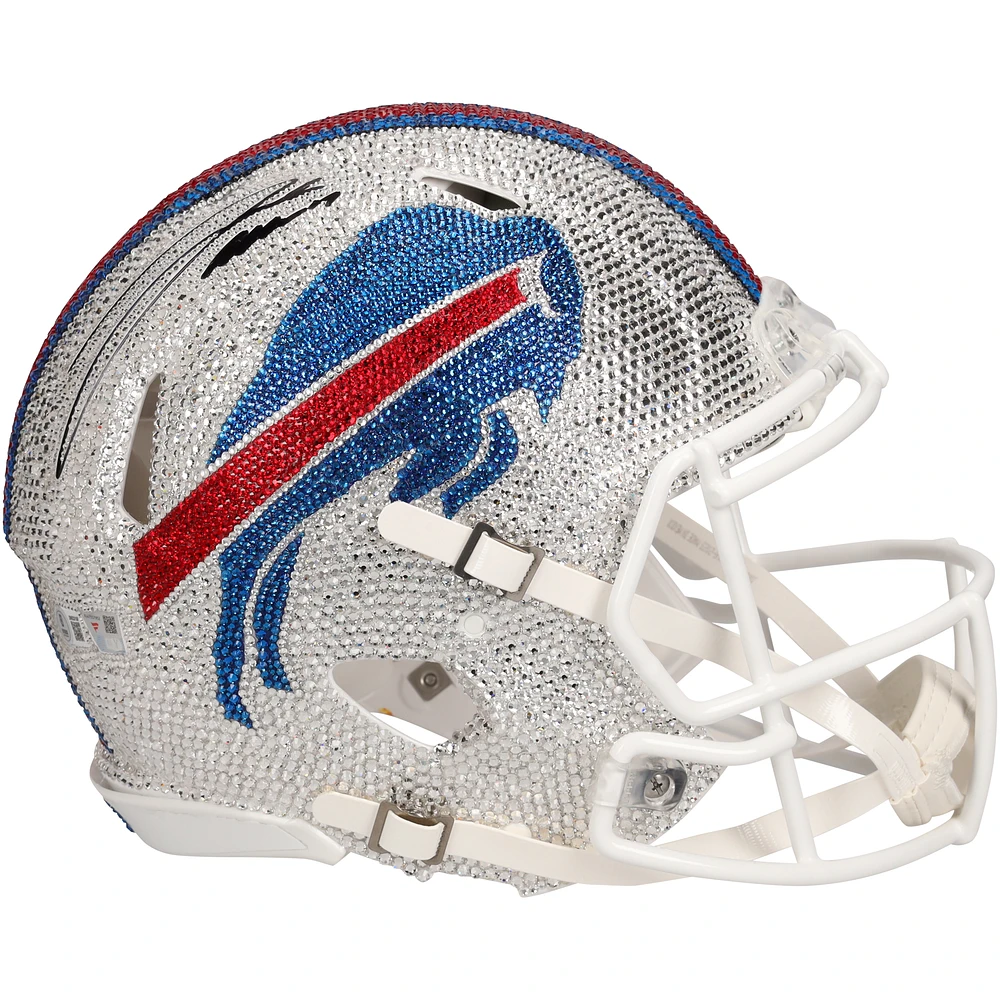 Josh Allen Buffalo Bills Autographed Swarovski Crystal Riddell Speed Authentic Helmet - Art by Rock On Sports