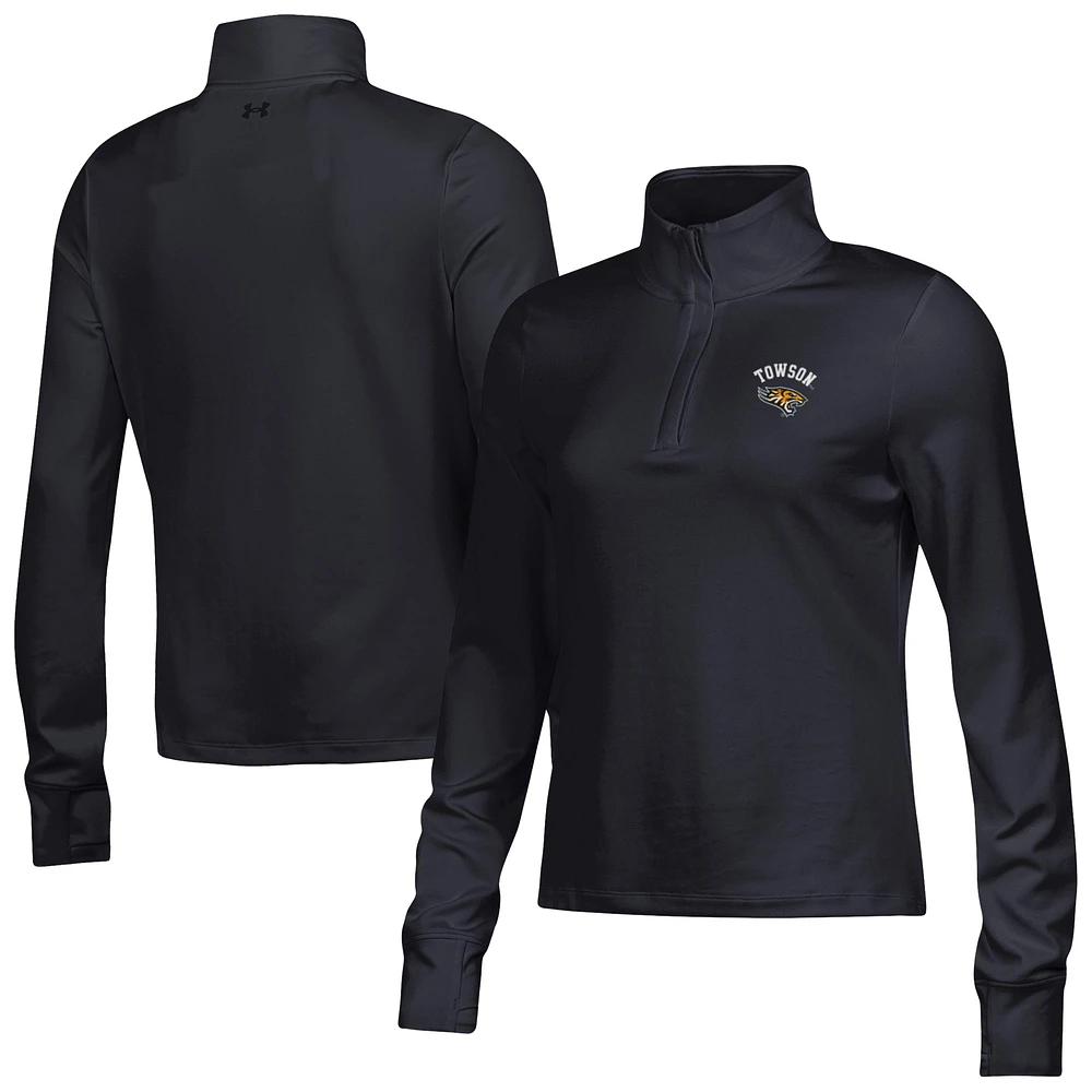 Women's Under Armour Black Towson Tigers Motion Quarter-Zip Pullover