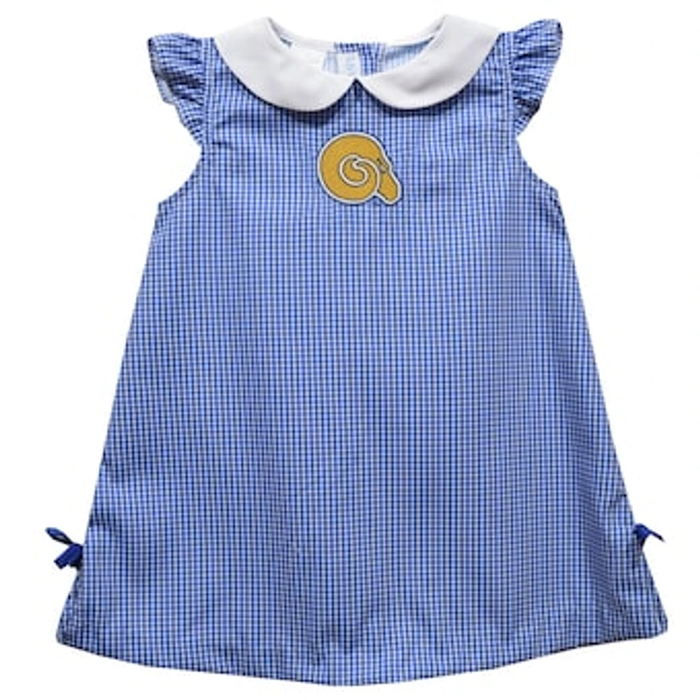 Infant Girls Vive La Fete Blue Albany State Golden Rams Mini Check Pattern A-Line Dress