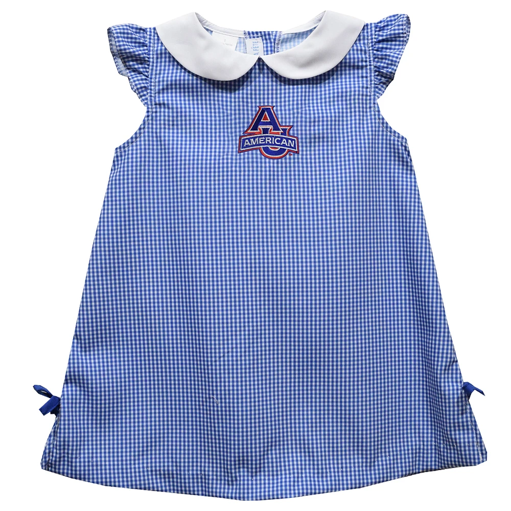 Infant Girls Vive La Fete Blue American University Eagles Mini Check Pattern A-Line Dress