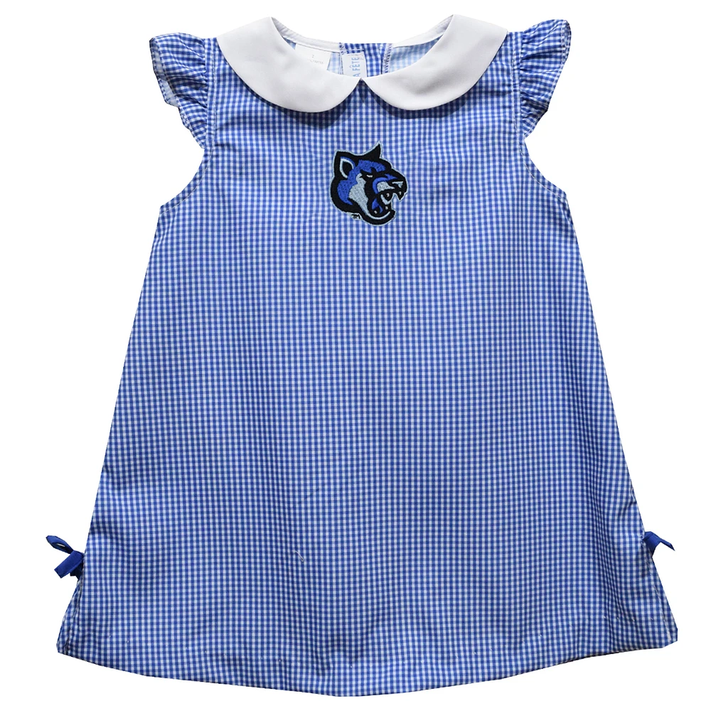 Infant Girls Vive La Fete Blue Cal State San Marcos Cougars Mini Check Pattern A-Line Dress