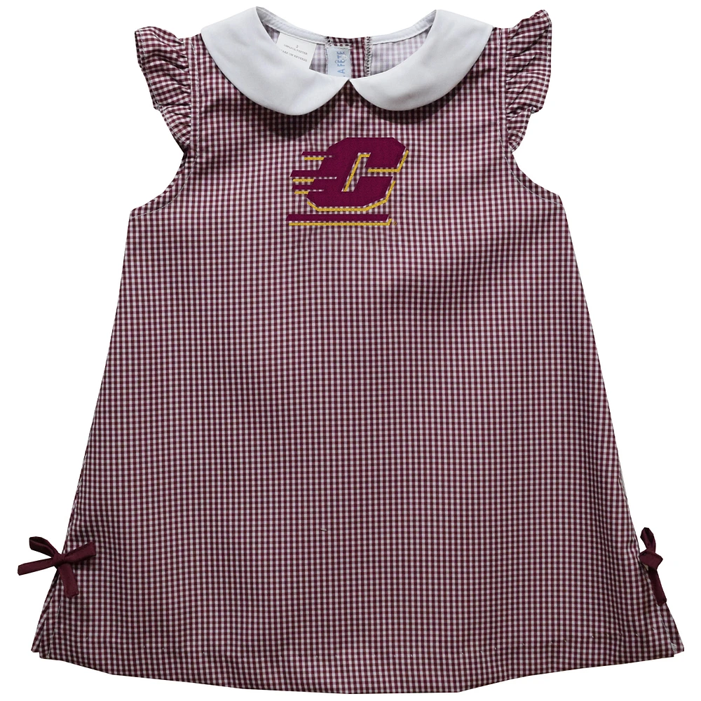 Infant Girls Vive La Fete Maroon Central Michigan Chippewas Mini Check Pattern A-Line Dress