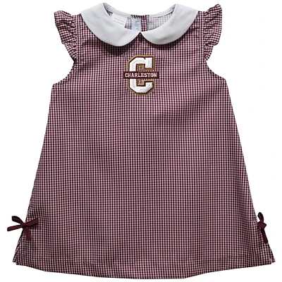 Infant Girls Vive La Fete Maroon Charleston Cougars Mini Check Pattern A-Line Dress