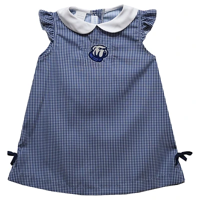 Infant Girls Vive La Fete Blue Citadel Bulldogs Mini Check Pattern A-Line Dress