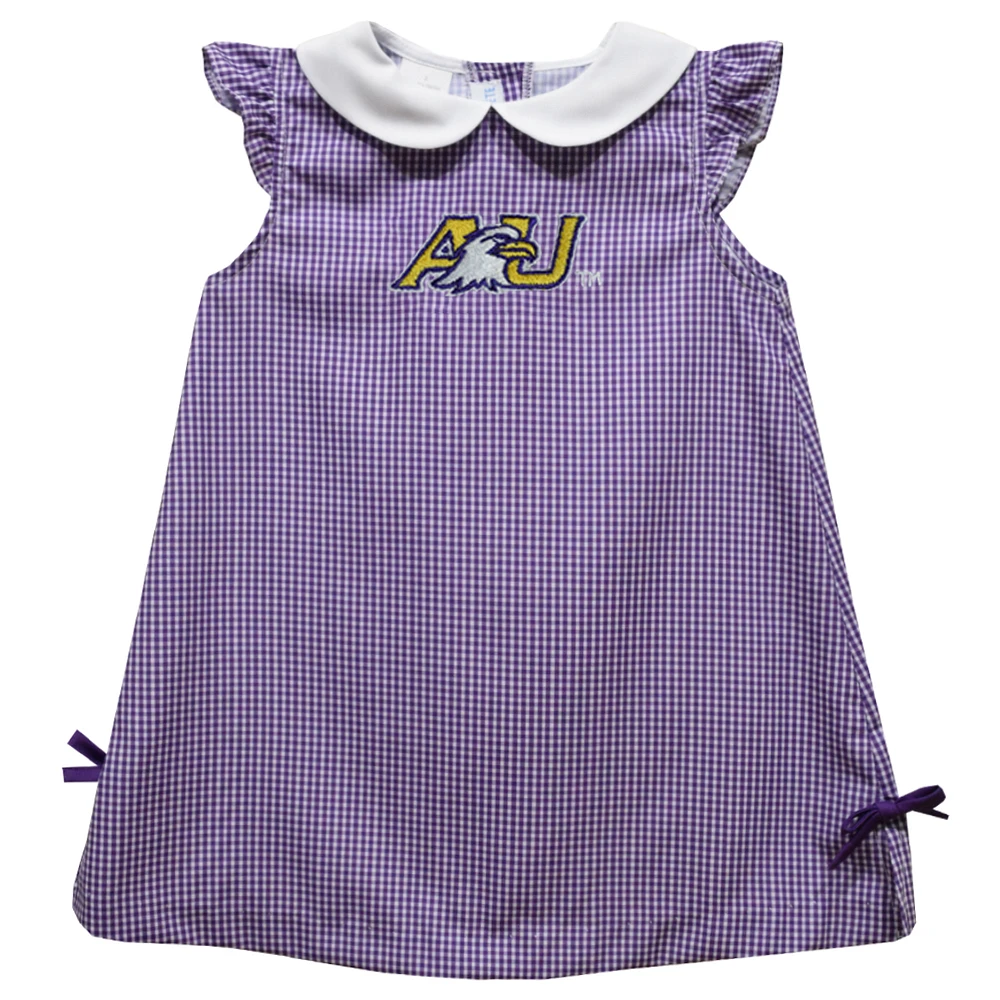 Infant Girls Vive La Fete Purple Ashland Eagles Mini Check Pattern A-Line Dress