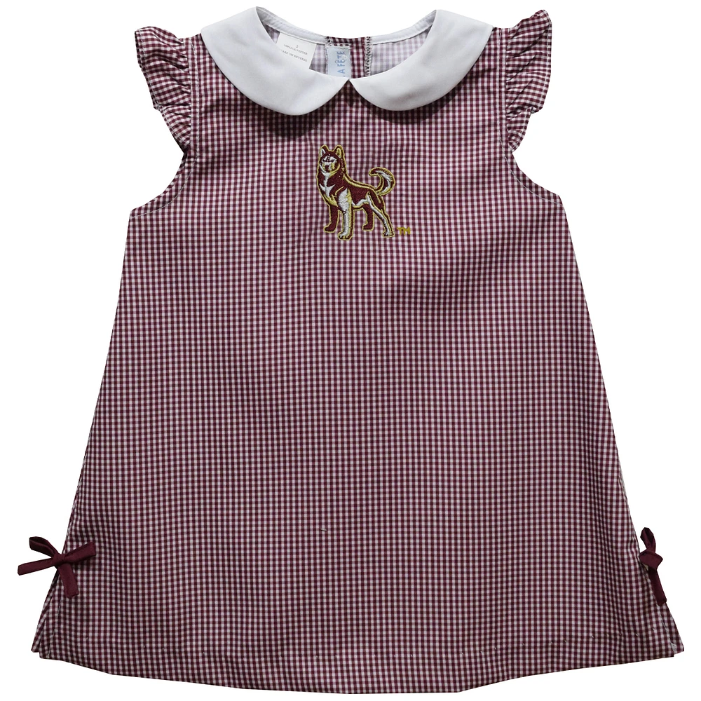 Infant Girls Vive La Fete Maroon Bloomsburg Huskies Mini Check Pattern A-Line Dress