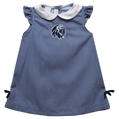 Infant Girls Vive La Fete Navy Arkansas Fort Smith Lions Mini Check Pattern A-Line Dress