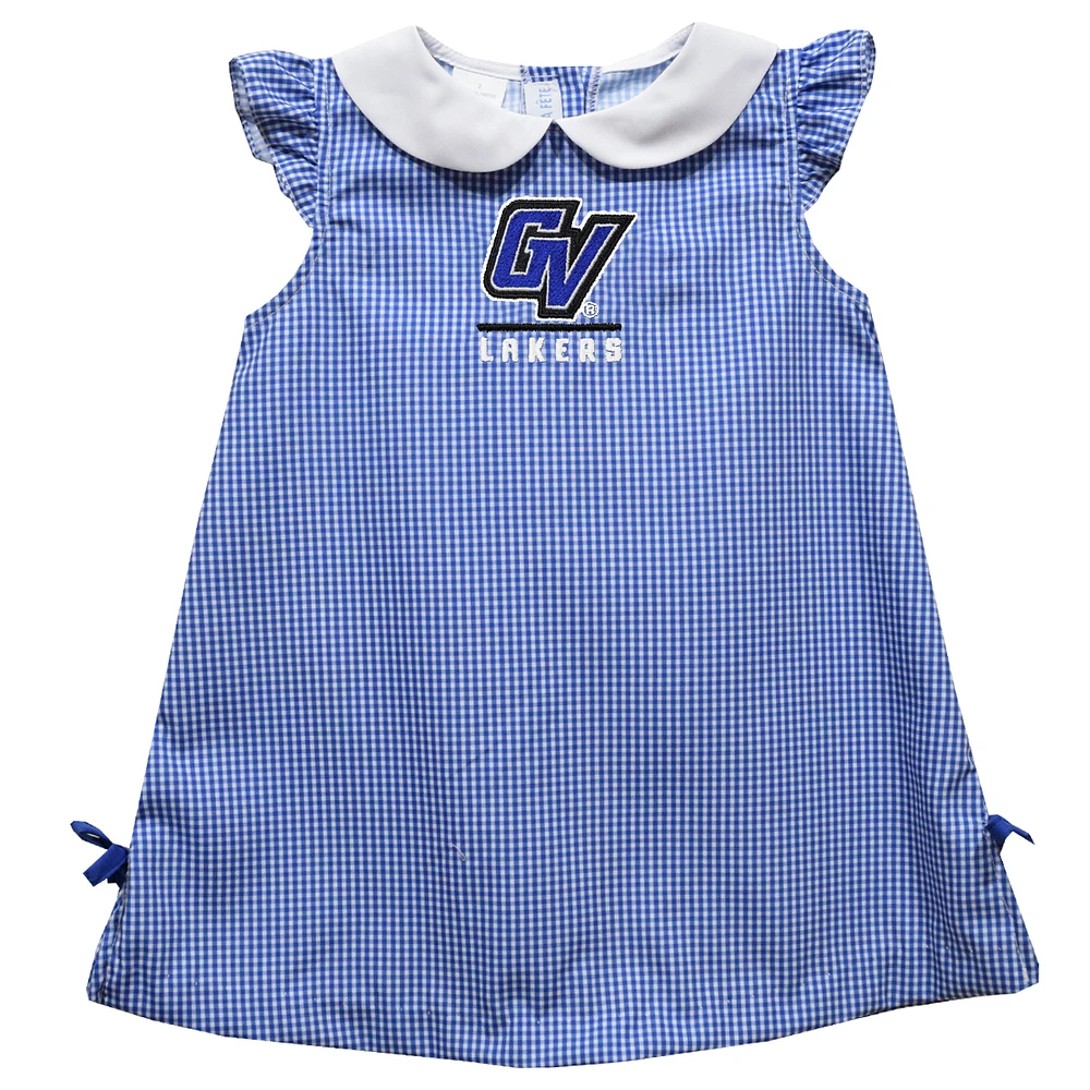 Infant Girls Vive La Fete Blue Grand Valley State Lakers Mini Check Pattern A-Line Dress