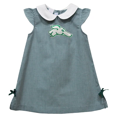Infant Girls Vive La Fete Green Eastern New Mexico Greyhounds Mini Check Pattern A-Line Dress