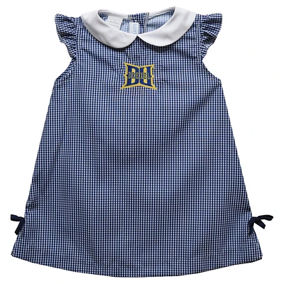 Infant Girls Vive La Fete Navy Drexel Dragons Mini Check Pattern A-Line Dress