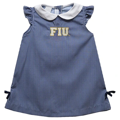 Infant Girls Vive La Fete Navy FIU Panthers Mini Check Pattern A-Line Dress