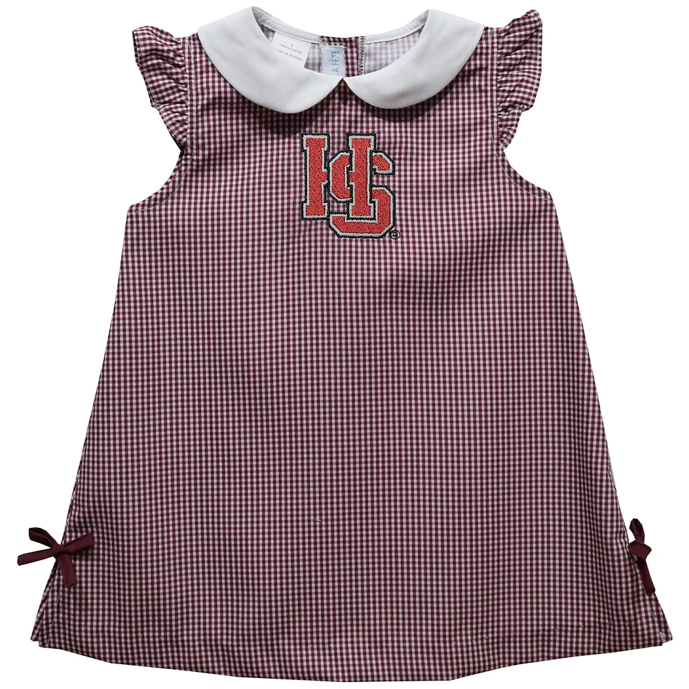 Infant Girls Vive La Fete Garnet Hampden-Sydney College Tigers Mini Check Pattern A-Line Dress