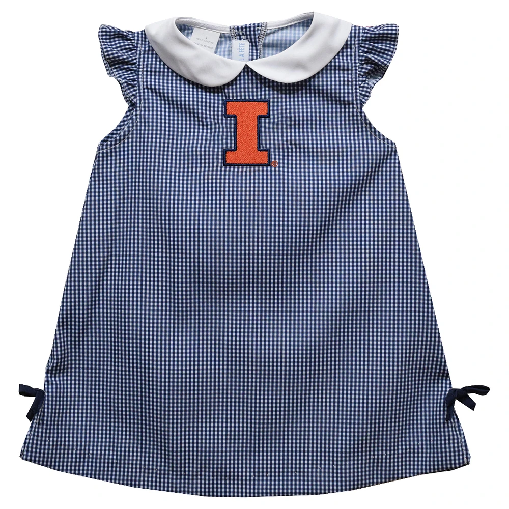 Infant Girls Vive La Fete Navy Illinois Fighting Illini Mini Check Pattern A-Line Dress