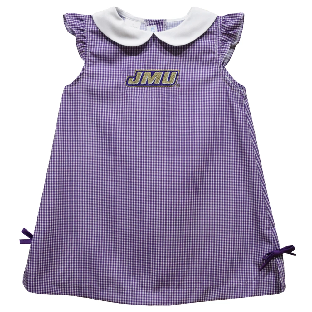 Infant Girls Vive La Fete Purple James Madison Dukes Mini Check Pattern A-Line Dress