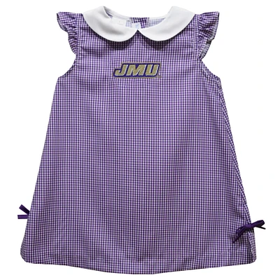 Infant Girls Vive La Fete Purple James Madison Dukes Mini Check Pattern A-Line Dress