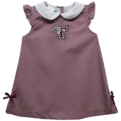 Infant Girls Vive La Fete Maroon Fordham Rams Mini Check Pattern A-Line Dress
