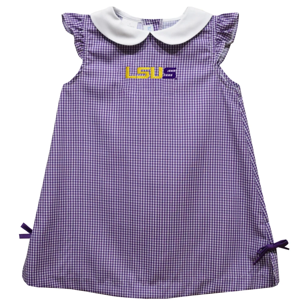 Infant Girls Vive La Fete Purple LSU Shreveport Pilots Mini Check Pattern A-Line Dress