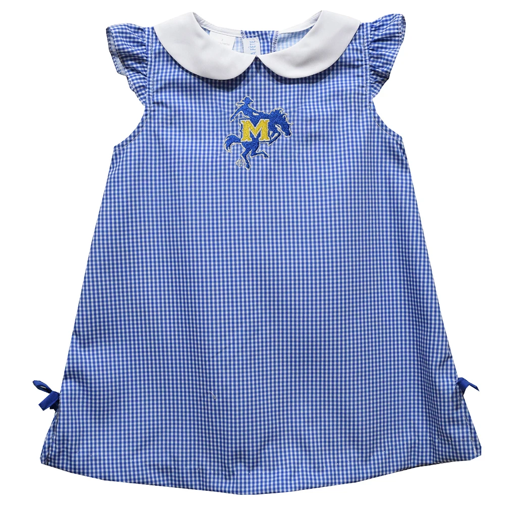 Infant Girls Vive La Fete Royal McNeese State Cowboys Mini Check Pattern A-Line Dress