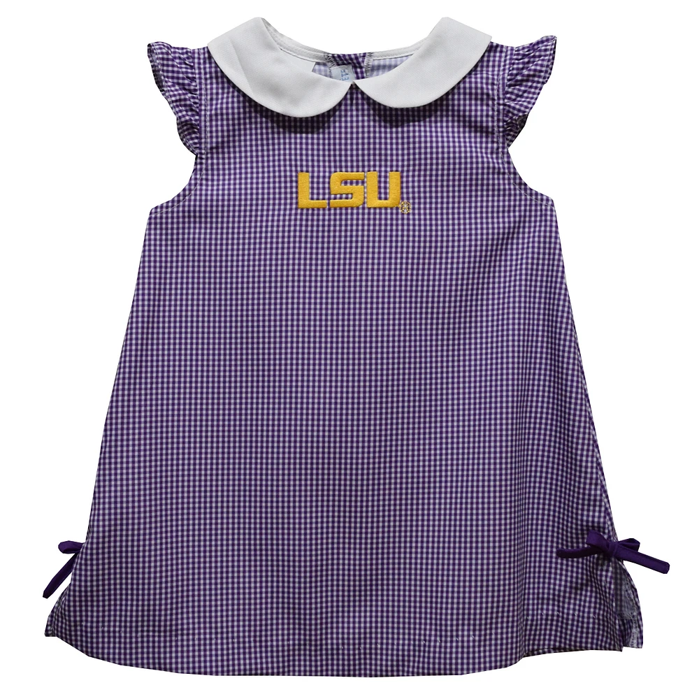Infant Girls Vive La Fete Purple LSU Tigers Mini Check Pattern A-Line Dress
