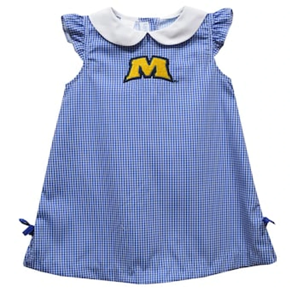 Infant Girls Vive La Fete Blue Morehead State Eagles Mini Check Pattern A-Line Dress