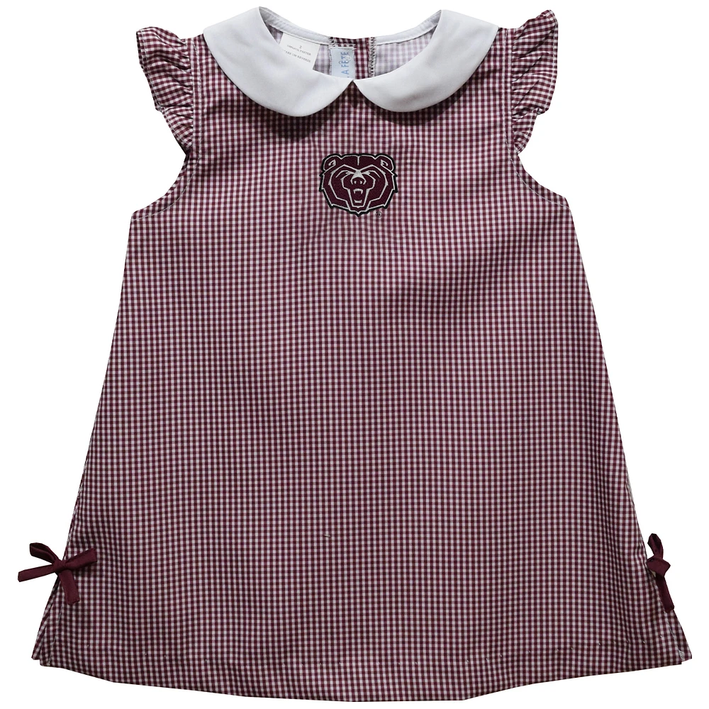 Infant Girls Vive La Fete Maroon Missouri State University Bears Mini Check Pattern A-Line Dress