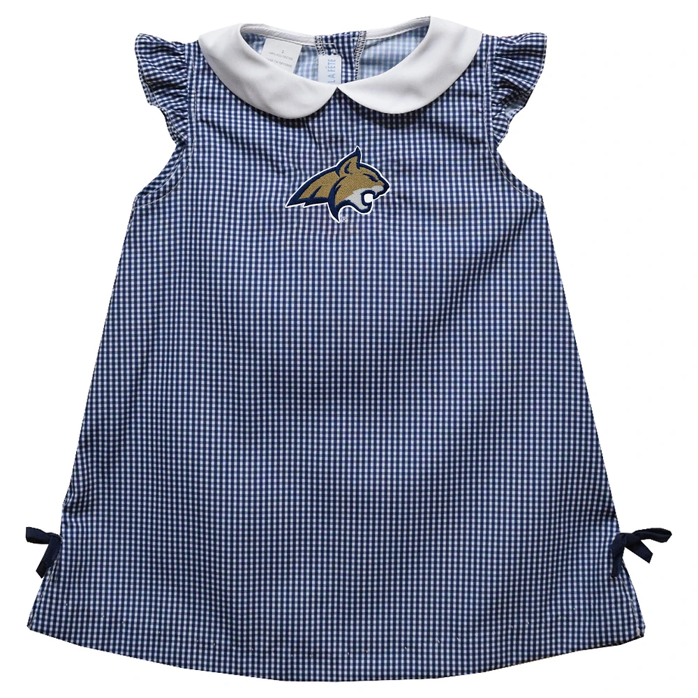 Infant Girls Vive La Fete Navy Montana State Bobcats Mini Check Pattern A-Line Dress