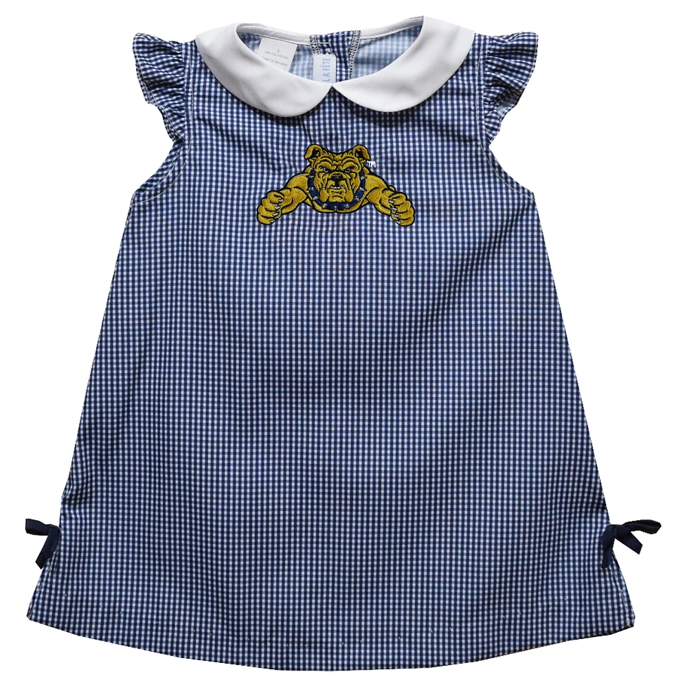 Infant Girls Vive La Fete Navy North Carolina A&T Aggies Mini Check Pattern A-Line Dress