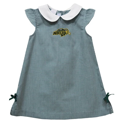 Infant Girls Vive La Fete Green NDSU Bison Mini Check Pattern A-Line Dress