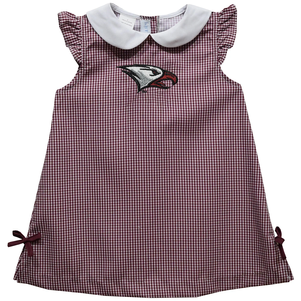 Infant Girls Vive La Fete Maroon North Carolina Central Eagles Mini Check Pattern A-Line Dress