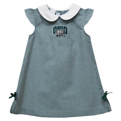 Infant Girls Vive La Fete Green Ohio Bobcats Mini Check Pattern A-Line Dress