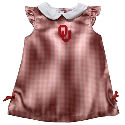 Infant Girls Vive La Fete Crimson Oklahoma Sooners Mini Check Pattern A-Line Dress