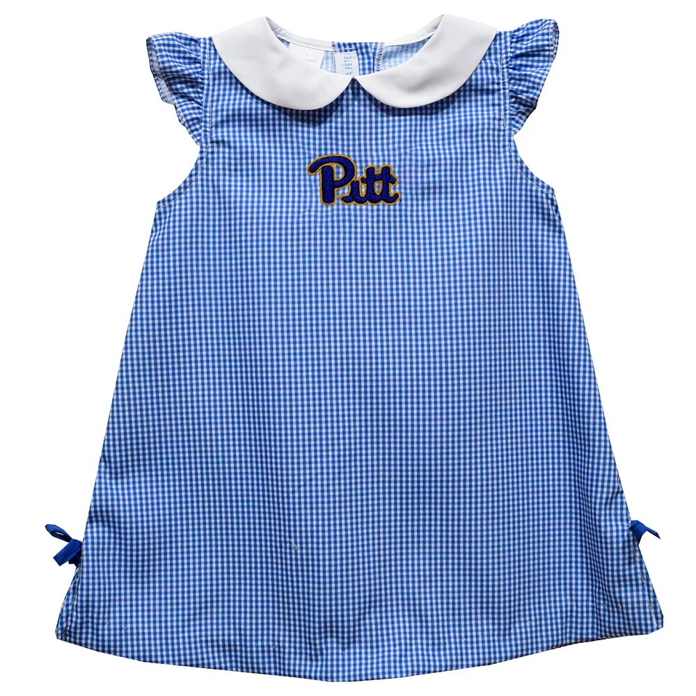 Infant Girls Vive La Fete Royal Pitt Panthers Mini Check Pattern A-Line Dress