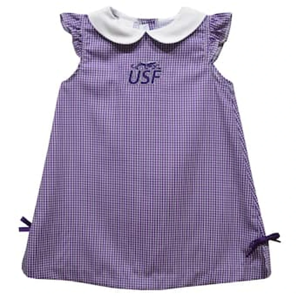 Infant Girls Vive La Fete Purple University of Sioux Falls Cougars Mini Check Pattern A-Line Dress