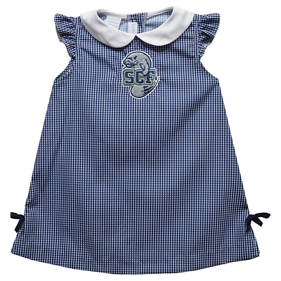 Infant Girls Vive La Fete Navy State College of Florida Manatee-Sarasota Mini Check Pattern A-Line Dress
