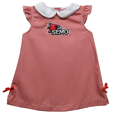 Infant Girls Vive La Fete Red SEMO Redhawks Mini Check Pattern A-Line Dress
