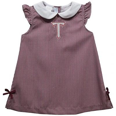 Infant Girls Vive La Fete Cardinal Troy University Trojans Mini Check Pattern A-Line Dress