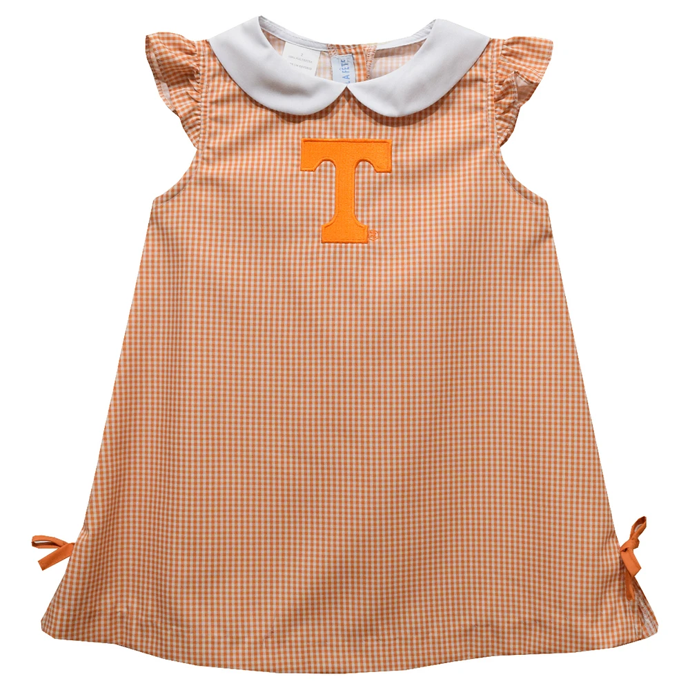 Infant Girls Vive La Fete Tennessee Orange Tennessee Volunteers Mini Check Pattern A-Line Dress