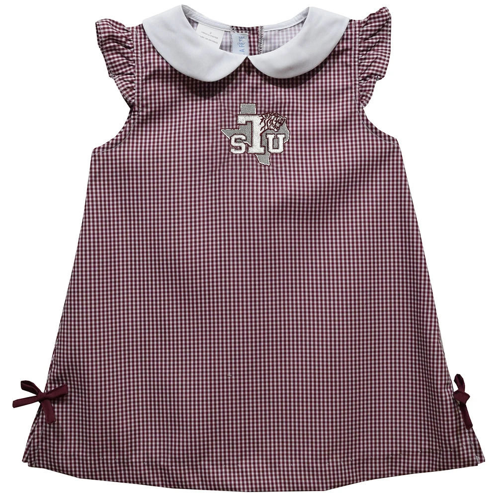 Infant Girls Vive La Fete Maroon Texas Southern Tigers Mini Check Pattern A-Line Dress