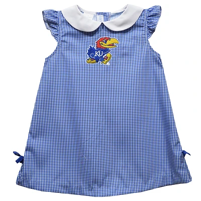 Infant Girls Vive La Fete Blue Kansas Jayhawks Mini Check Pattern A-Line Dress