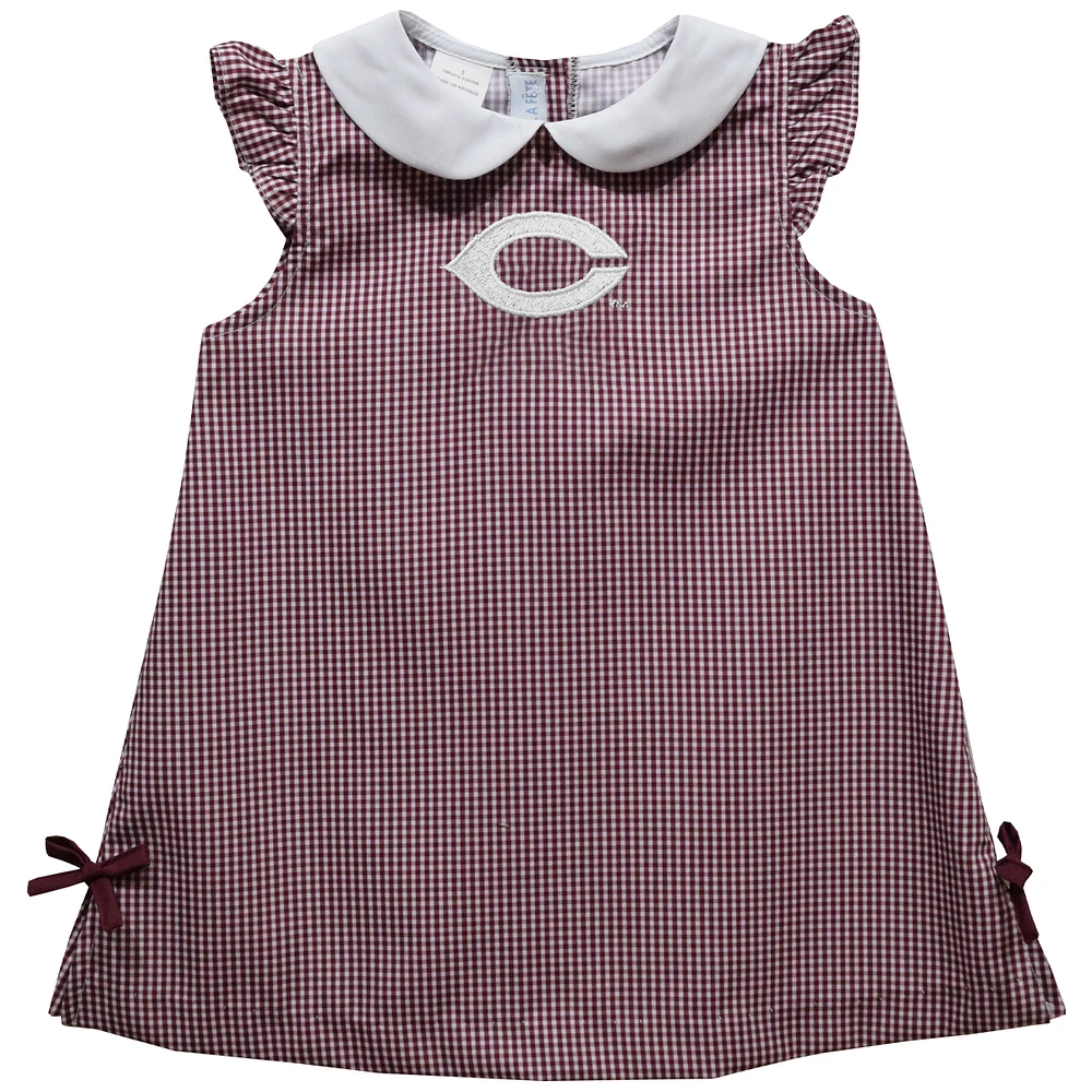 Infant Girls Vive La Fete Maroon UChicago Maroons Mini Check Pattern A-Line Dress